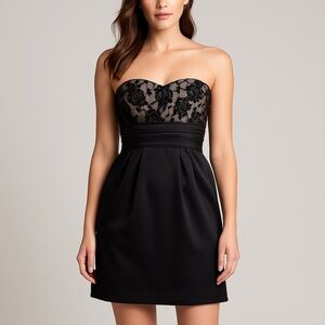 Fab’rik Ruby Rox Black Lace Bodice Strapless LBD with Pockets Size 9 (EUC)